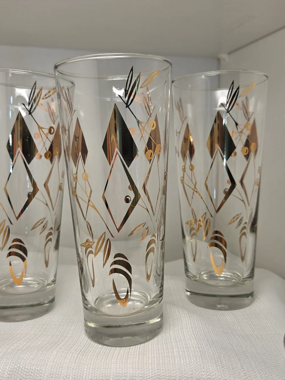 Pristine Vintage MCM Atomic Geometric Gold Highball Glasses - Set of 6  7